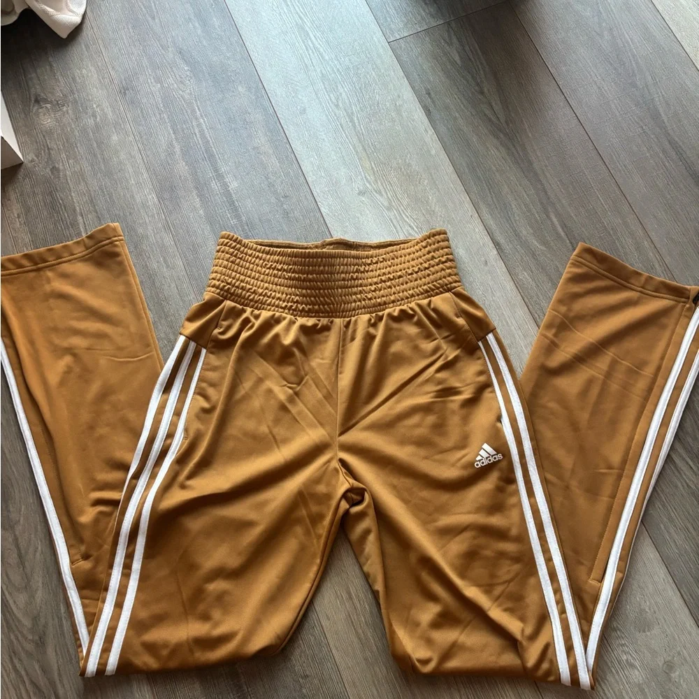 adidas Brown Joggers with White Side Stripes - Picture 2 of 4